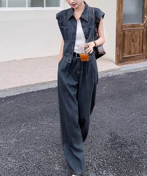 Aelina セットアップ デニムセットアップ レディース : ZOZOTOWN Yahoo