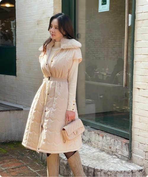 I.O.E ダウンコート ダウンジャケット キルティング ウエストマーク