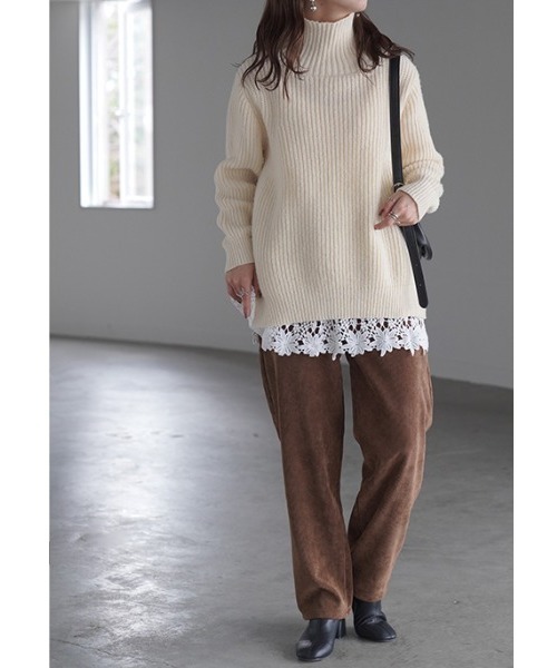 HUG.U（ハグユー） パンツ すっきり見えコーデュロイパンツ レディース