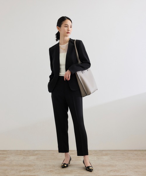 ROPE'（ロペ） ジャケット ノーカラージャケット トリアセバックサテン