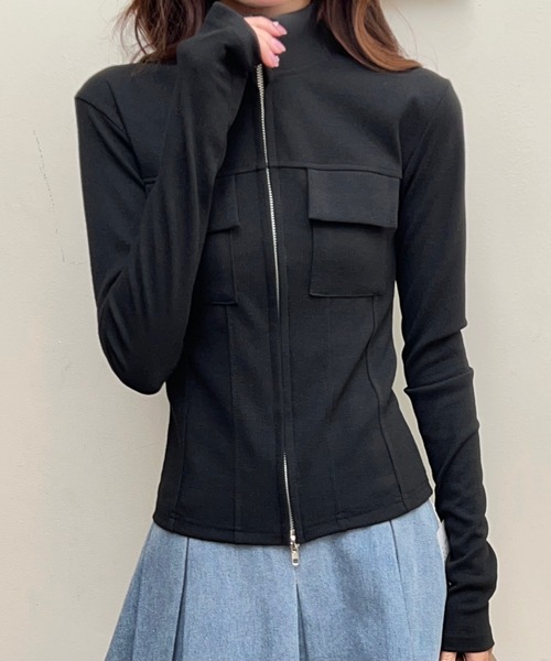 LADY LIKE（レディライク） tシャツ 胸ポケット付きダブルジッププチ