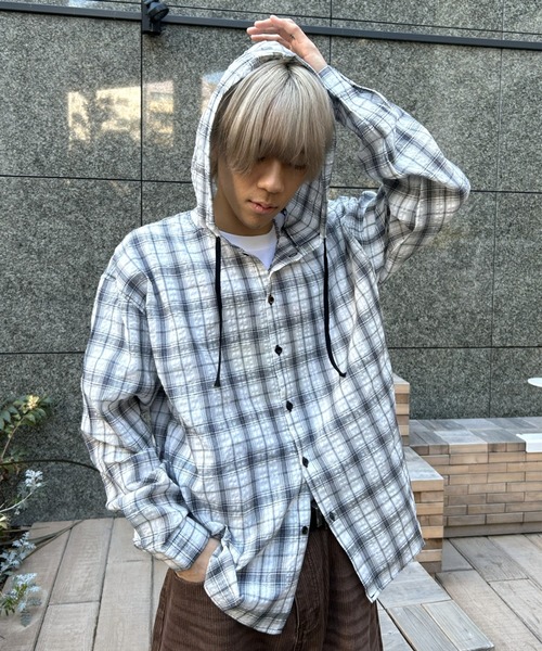 B.R.U パーカー フード付きチェックパーカー メンズ レディース