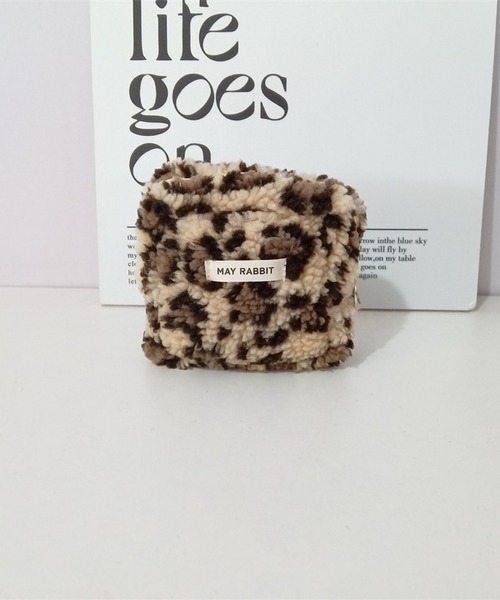 Mignonjour ポーチ Mignonjour/ヒョウ柄もこもこミニポーチ M2850