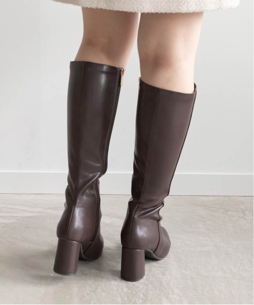 RANDA（ランダ） ブーツ 晴雨兼用 チャンキーヒールロングブーツ