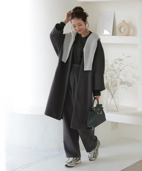 MERAKI ノーカラーコート コート manaodaysさんコラボ ウールコクーン