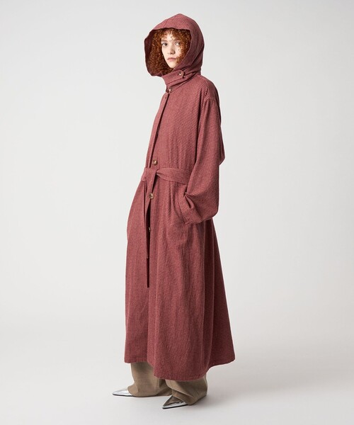 6 ステンカラーコート コート 「6(ROKU)」ギンガム ロング コート