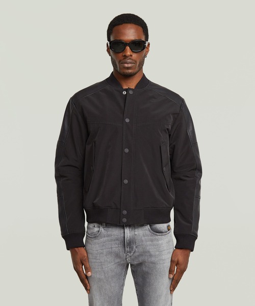 G-STAR RAW スタジャン Varsity Leather Jacket/レザーナイロン