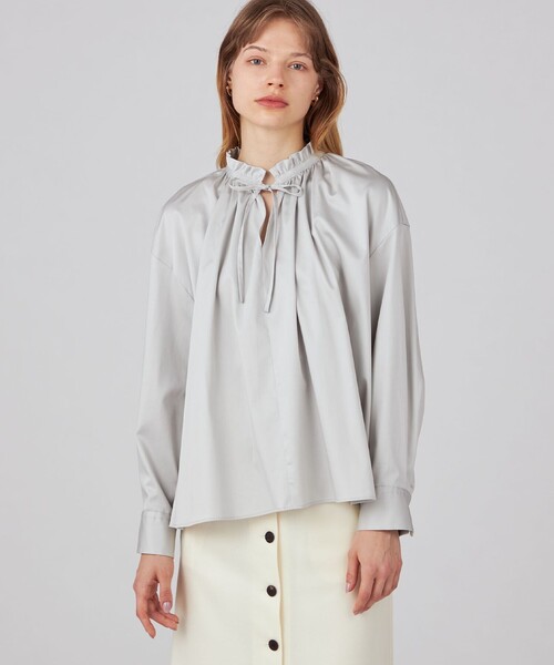 Ballsey（ボールジィ） ブラウス シャツ ハイカウントサテン ネック