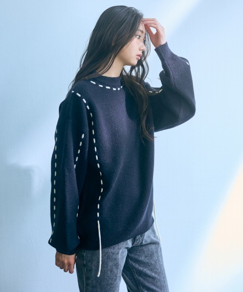 slattgir（スラットジール） ニット セーター 高身長 ハンドステッチ