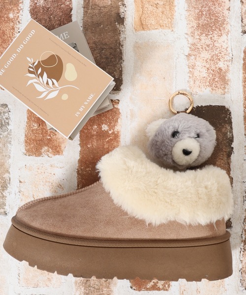 Crossi チャーム モコモコくまさん アニマルぬいぐるみバッグチャーム