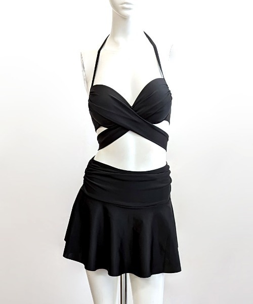 Riff（リフ） 水着 スカート付き 3点セット クロスデザイン