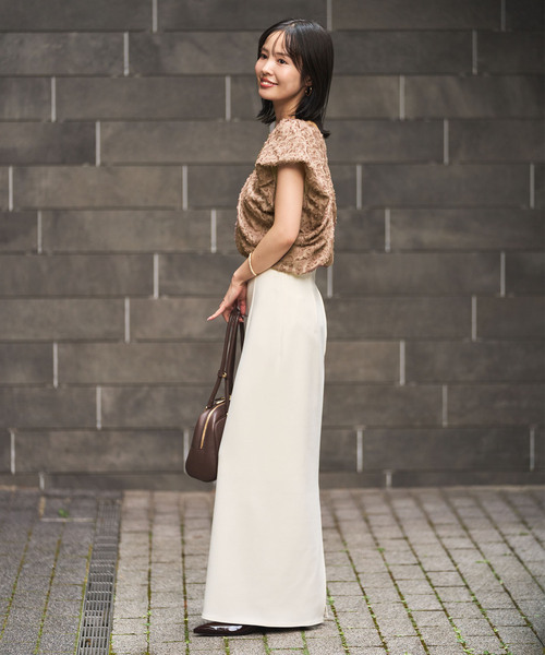 NOBLE（ノーブル） ブラウス シャツ 「洗える」レオパードジャガード