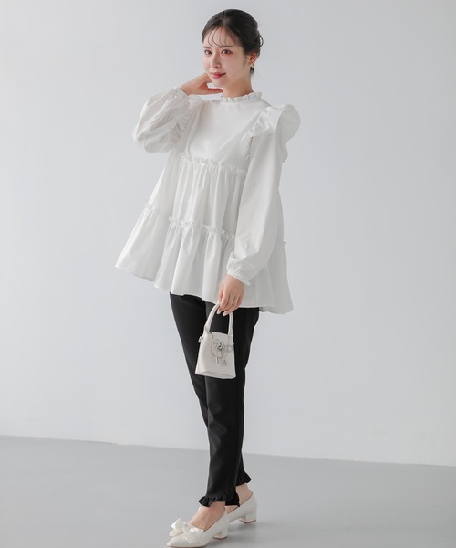 Fit more（フィットモア） ブラウス シャツ 切り替えフリルティアード