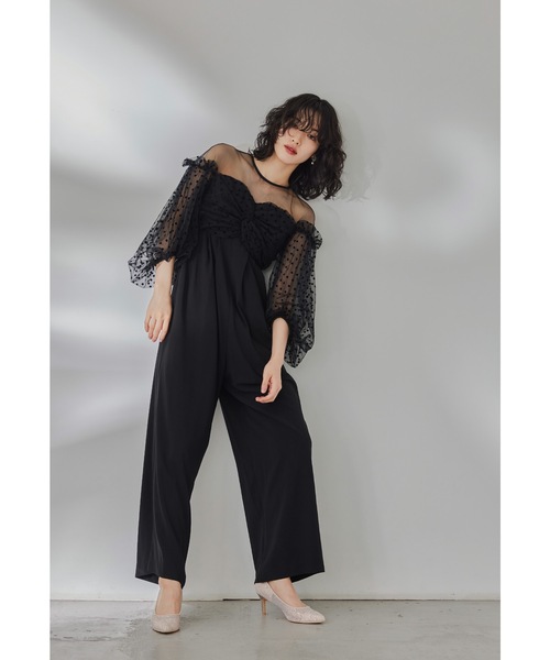 niana（ニアナ） パンツドレス フロッキードットパンツドレス