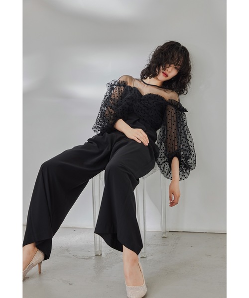 niana（ニアナ） パンツドレス フロッキードットパンツドレス