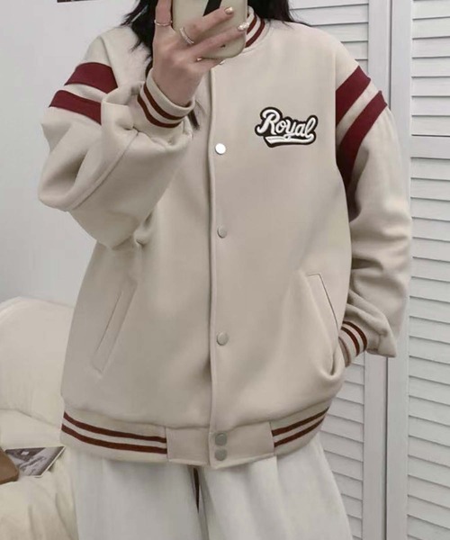 aimoha（アイモハ） スタジャン ロゴ刺繍デザインスタジャン