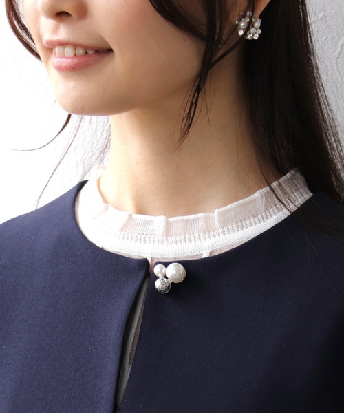 Three Four Time（スリーフォータイム） ブローチ パール×メタル