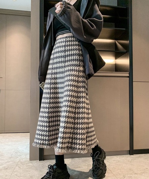 MAISON DE THERESE（メゾン ド テレーズ） スカート 千鳥格子柄ニット