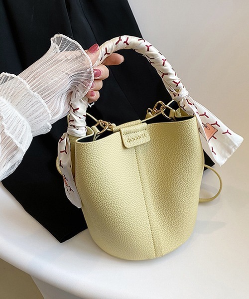 c.u.l ショルダーバッグ バッグ 着脱可能 スカーフデザイン バケツ型