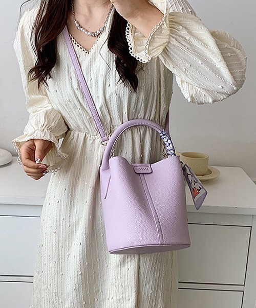 c.u.l ショルダーバッグ バッグ 着脱可能 スカーフデザイン バケツ型