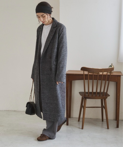 ANGIE コート チェスターコート ツイード ダブル テーラードロング