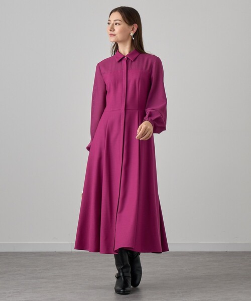 ANAYI（アナイ） シャツワンピース シアーコンビフレア ワンピース