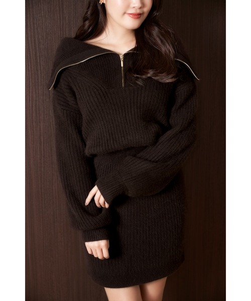 Her lip to ワンピース Half Zip Knit Mini Dress : ZOZOTOWN Yahoo!店
