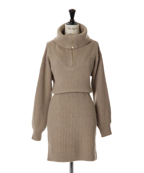 Her lip to ワンピース Half Zip Knit Mini Dress : ZOZOTOWN Yahoo!店