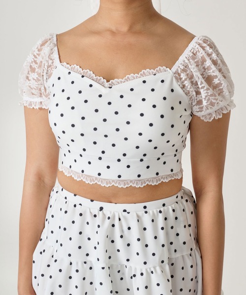 TINA：JOJUN（ティーナジョジュン） 水着 ドット柄 レーススリーブ