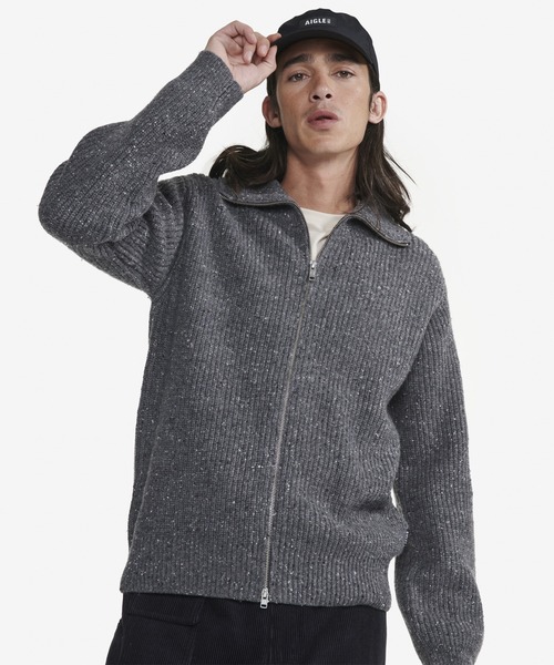 AIGLE（エーグル） カーディガン メランジ ウール ハイネックジップ