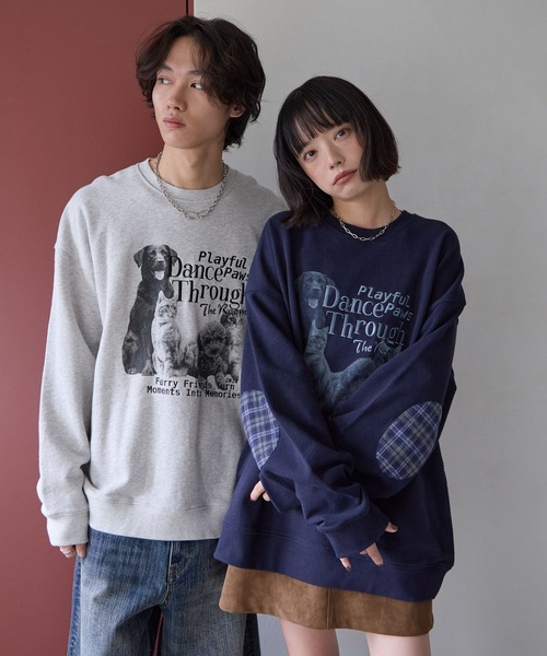 PBLIM トレーナー スウェット 「UNISEX」エルボーパッチアニマル