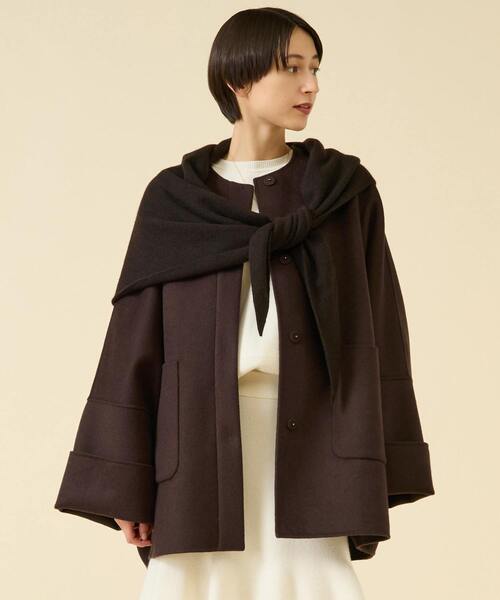 martinique（マルティニーク） ポンチョ ウールリバーノーカラーコート