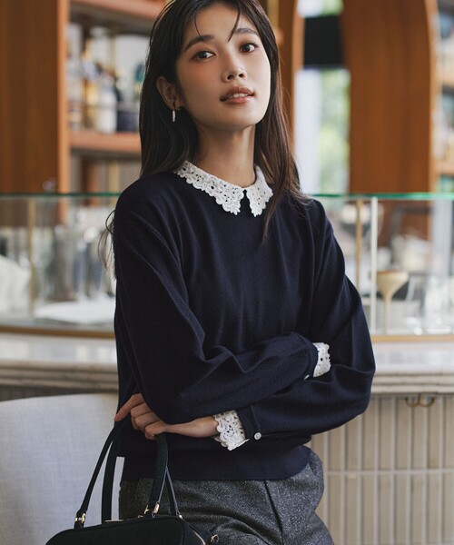 23区（ニジュウサンク） ニット セーター 「洗える」エンブロイダリー