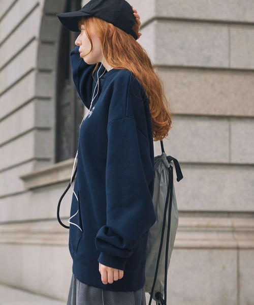 トレーナー スウェット ナンバリング刺繍 ヘンリーネック オーバー