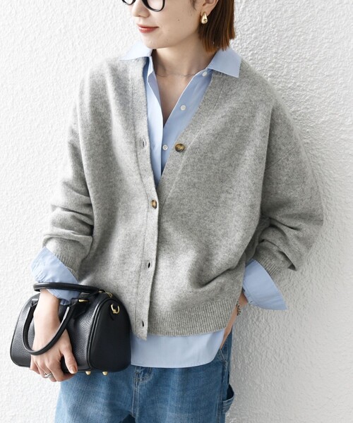SHIPS any カーディガン any:「手洗い可能」AQUA カシミヤ ミックス