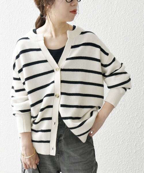 SHIPS any カーディガン any:「手洗い可能」AQUA カシミヤ ミックス