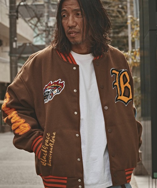 ALL RUNS スタジャン フェイクメルトン サガラワッペンスタジャン