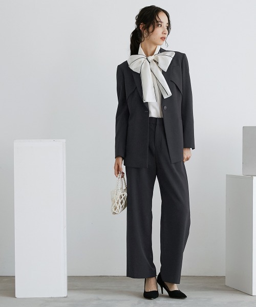 Callarus セットアップ 洗える防しわデザインテーラードジャケット