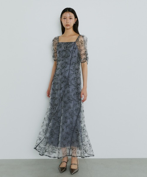 ANDRESD ドレス ウェーブパイピングフレアドレス / wave piping flare