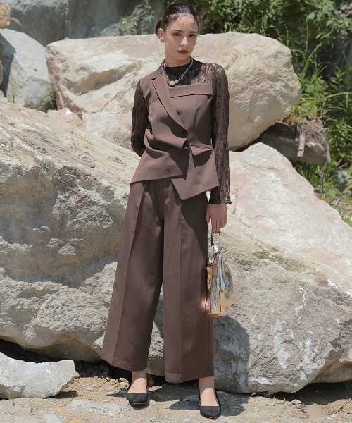 Callarus パンツドレス 「オケージョン対応」アシメテーラードデザイン