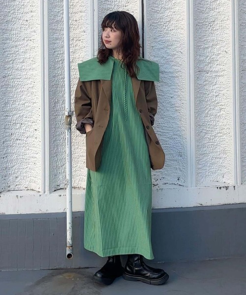 KBF（ケービーエフ） ワンピース スクエアカラーSETストライプ