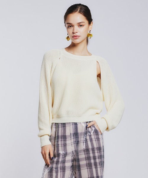 Sov. ニット セーター カットアウトニットプルオーバー レディース