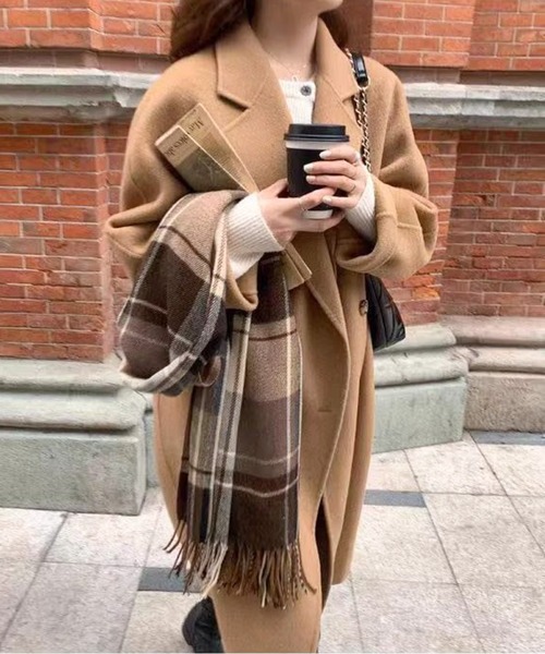 コート チェスターコート ダブルブレストロングコート レディース