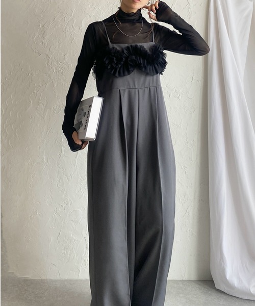 She's Closet サロペット オーバーオール チュールフリルビスチェ