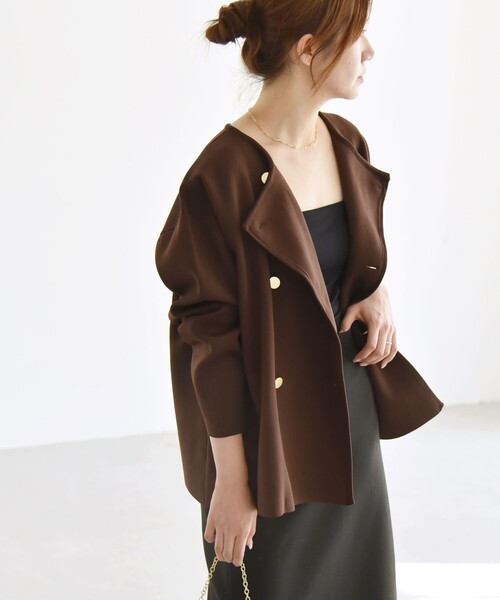 quaranciel カーディガン quaranciel:「手洗い可能」ニット ノーカラー