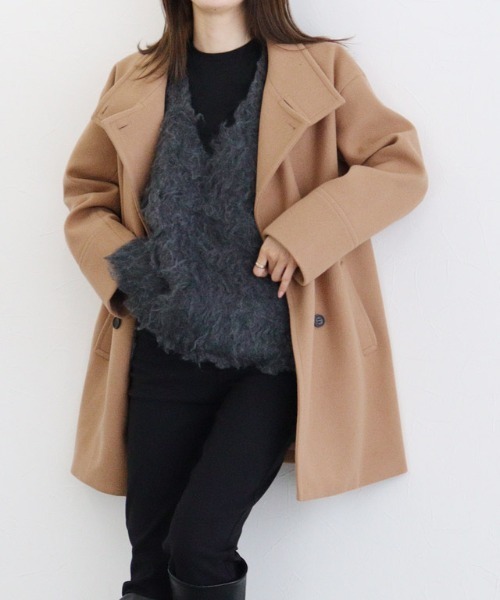 Pierrot（ピエロ） コート アウター スタンドカラーミドルコート