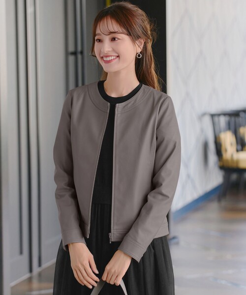 Tiaclasse ジャケット ノーカラージャケット 「本革」ノーカラーシープ