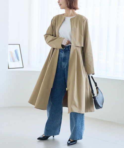 LAVEANGE（ラビアンジェ） ノーカラーコート コート タックプリーツ