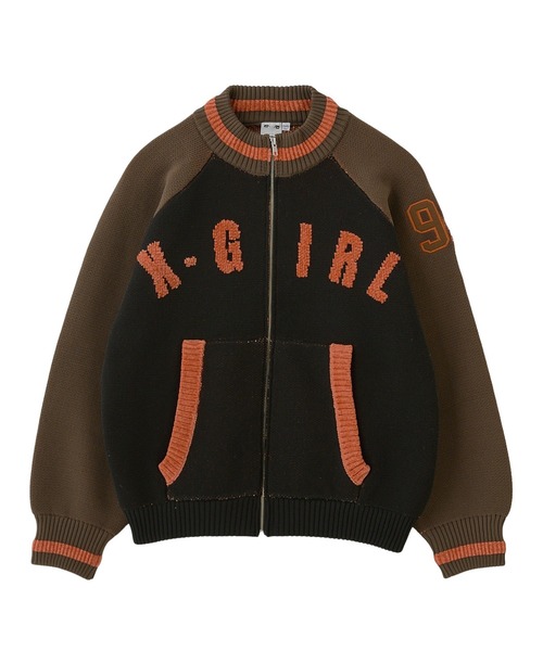 X-girl（エックスガール） ニット セーター STADIUM KNIT JACKET