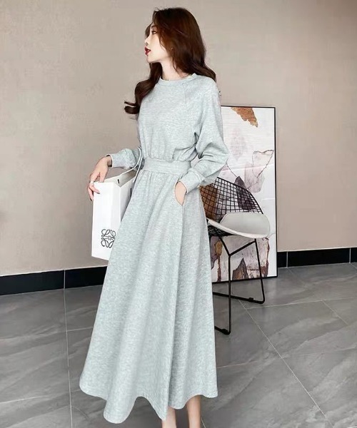 ワンピース ウエストゴム スウェットフレアワンピース : ZOZOTOWN